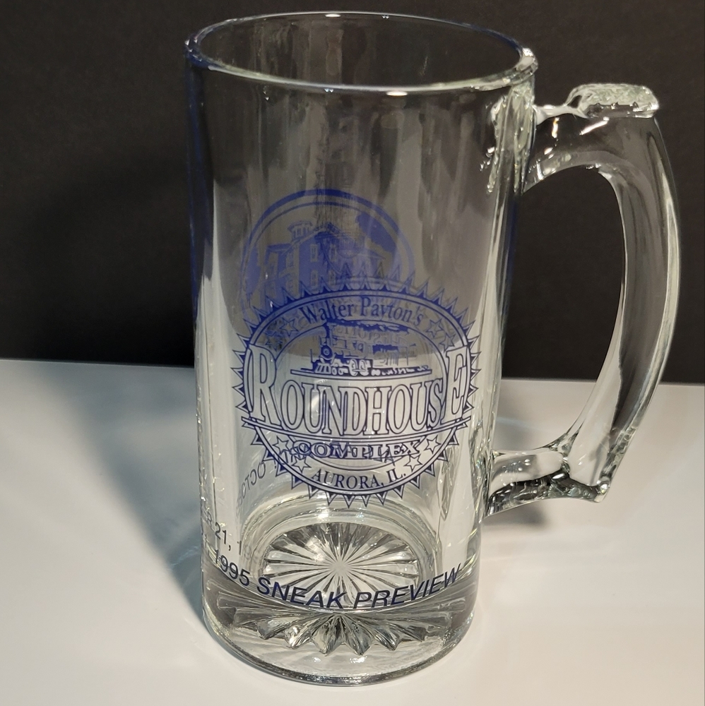 Glass Beer Mug With Handle 1995 Aurora Historical Society